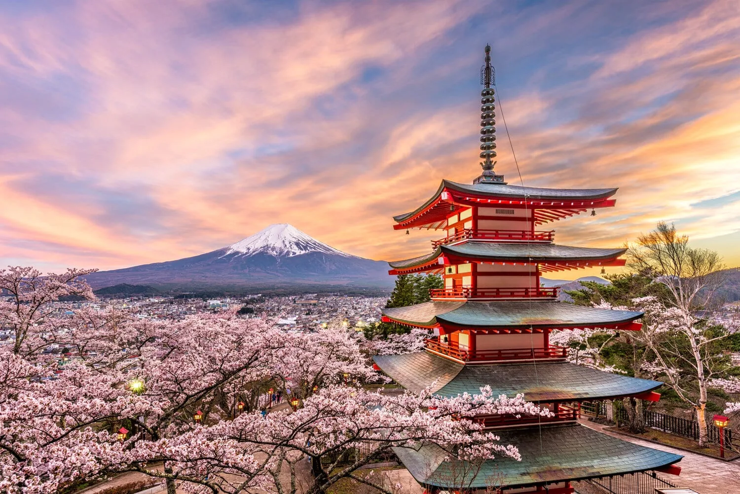Mount Fuji and Chureito Pagoda in Japan